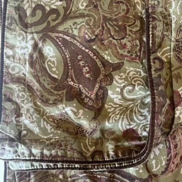 Vtg Ralph Lauren Hayden Paisley King Pillow Shams (2) Cotton Velvet Edging - Picture 2 of 4